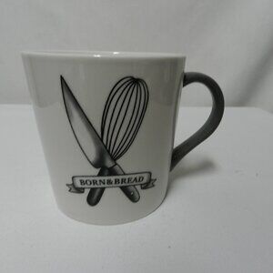 Born & Bread Badish Ceramic Mug Cup Micro Dish 17 oz NEW white gray